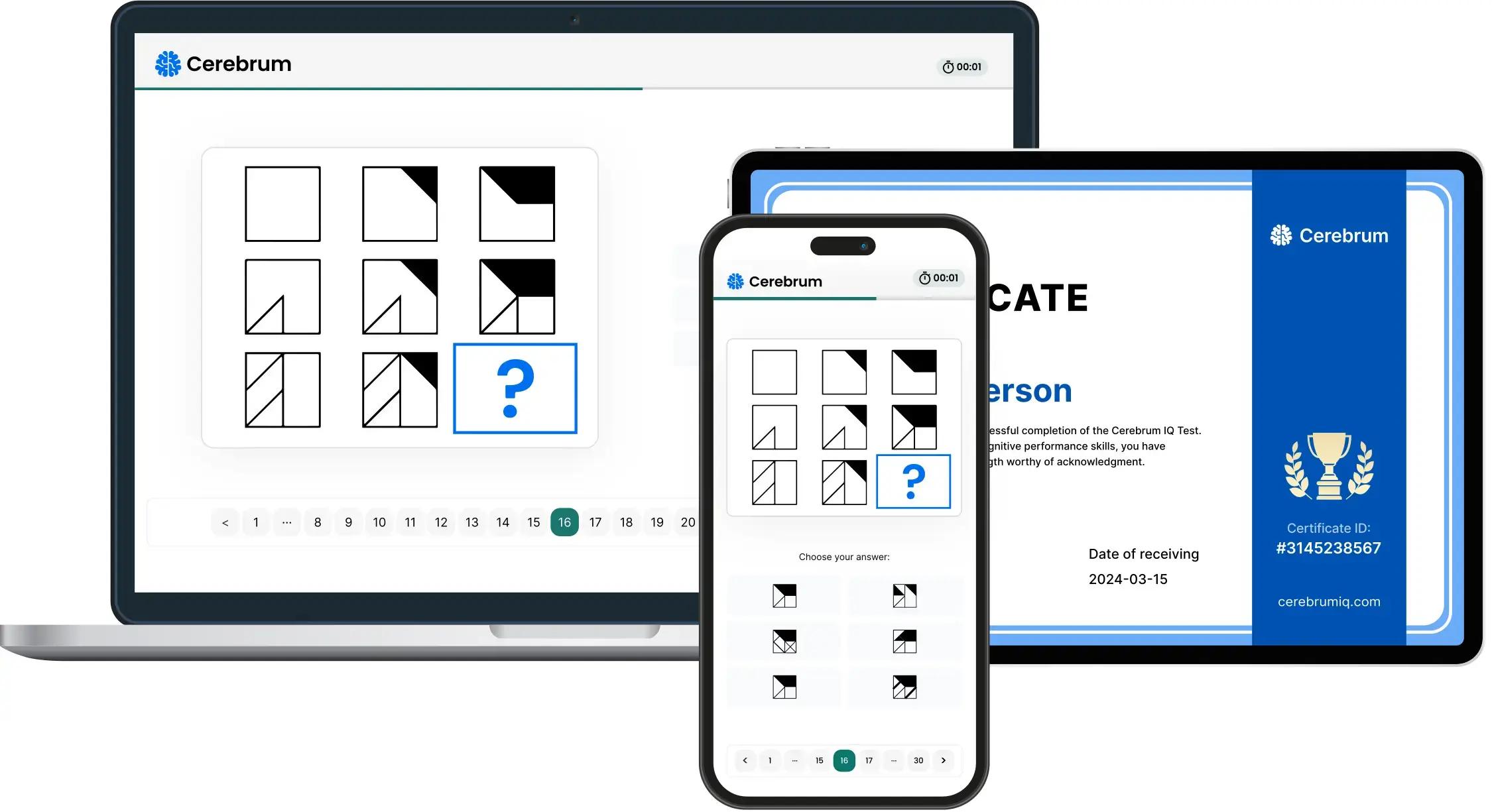 Mobil, tablet ve bilgisayar cihazlarında gösterilen IQ testi